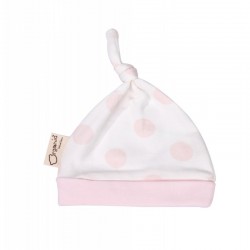 有机棉婴儿帽，粉红色圆点 